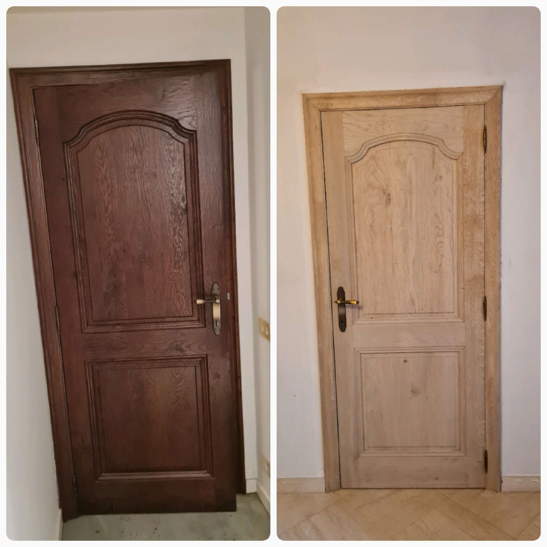 Donker bruine deur naar houtkleur